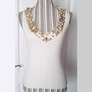 WHBM Sleeveless Embellished Top Size S